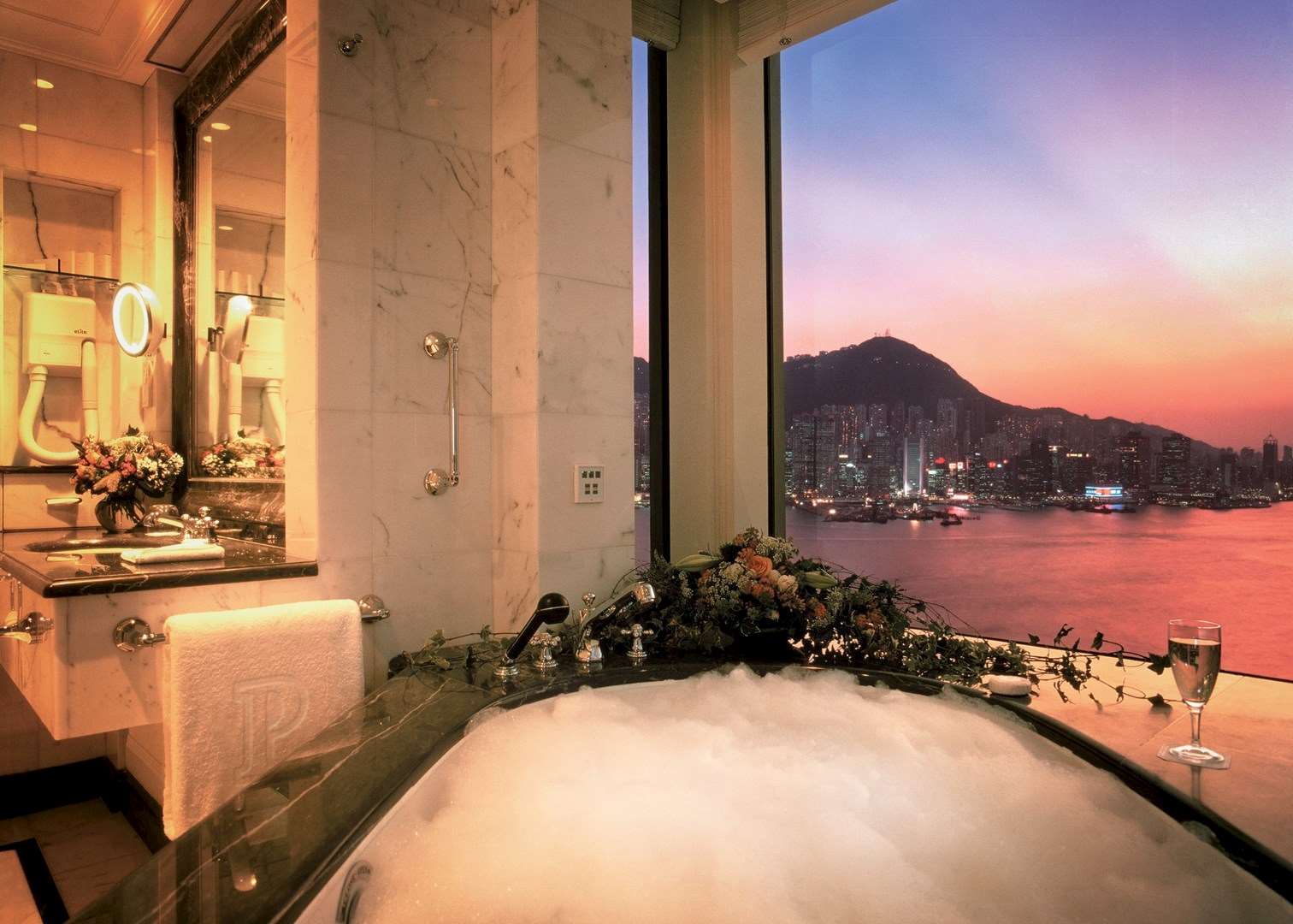 Bathroom view (select suites), Peninsula Hotel, Hong Kong