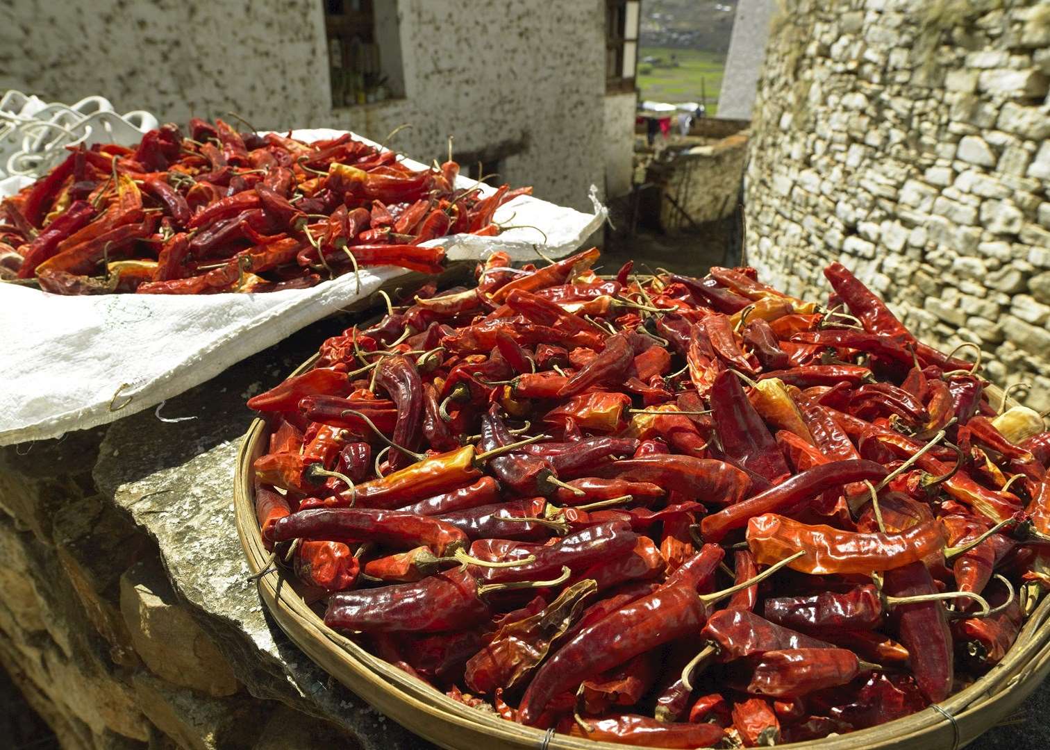 Fresh chillies, Paro market, Paro, Bhutan