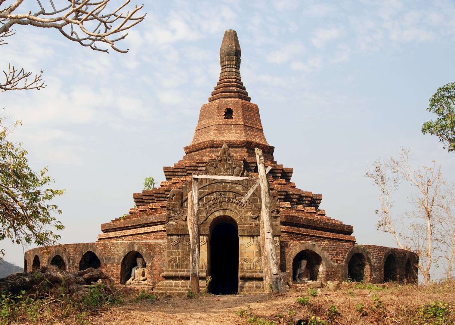 One of the many hill-top temples in Mrauk U