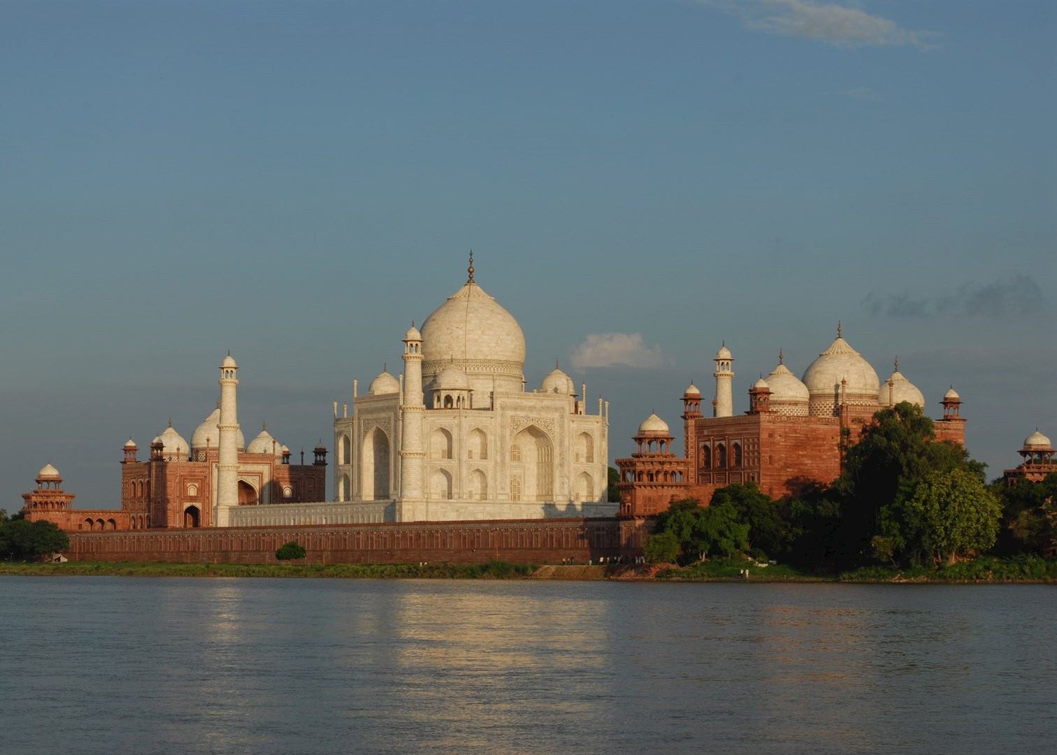 Taj Mahal at sunset seen from Metah Bagh, Agra