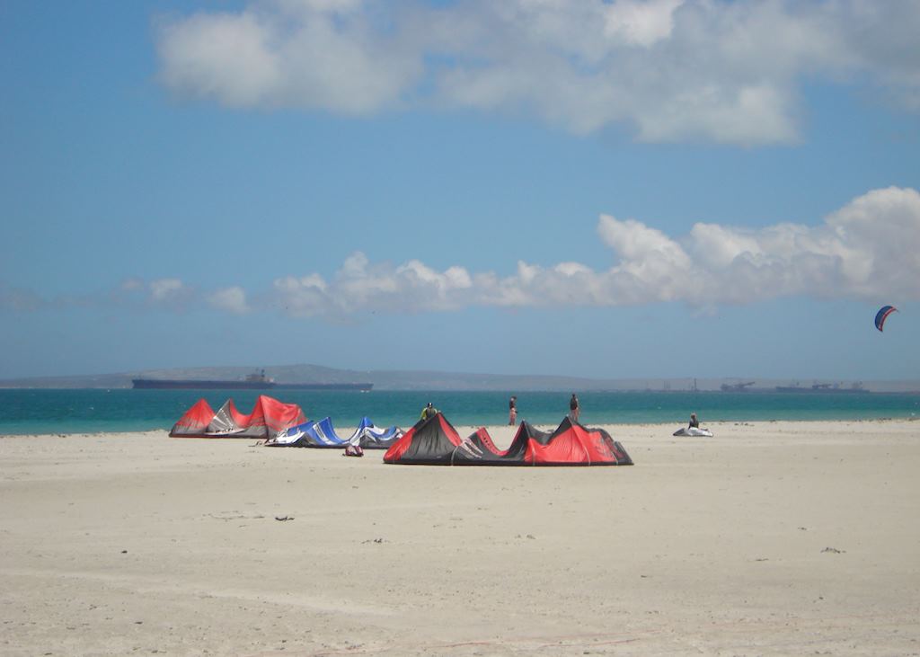 Windsurfers preparing at Langebaan