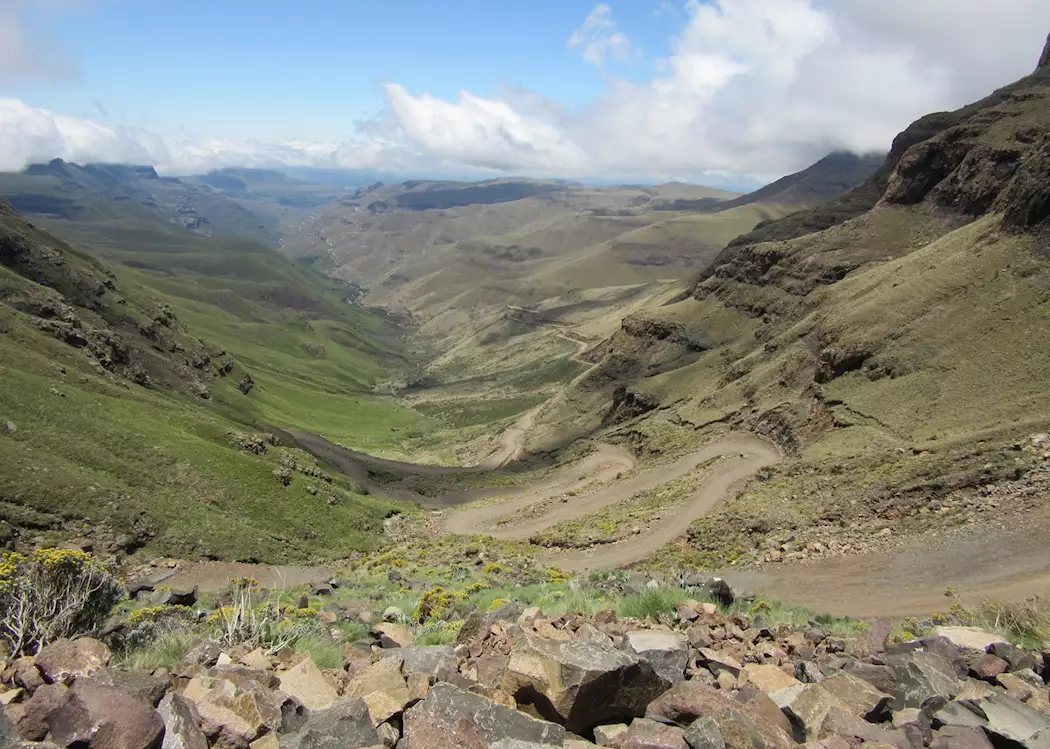 View looking back down the Sani Pass