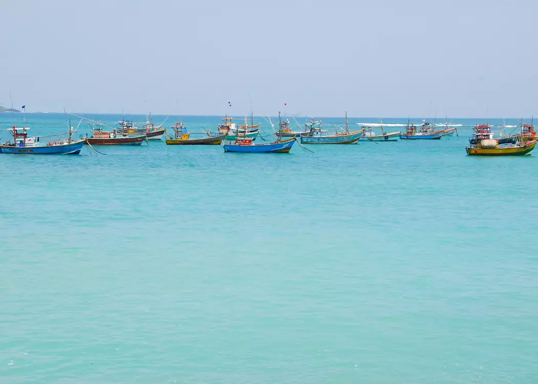 Fishing boats off the coast of Galle