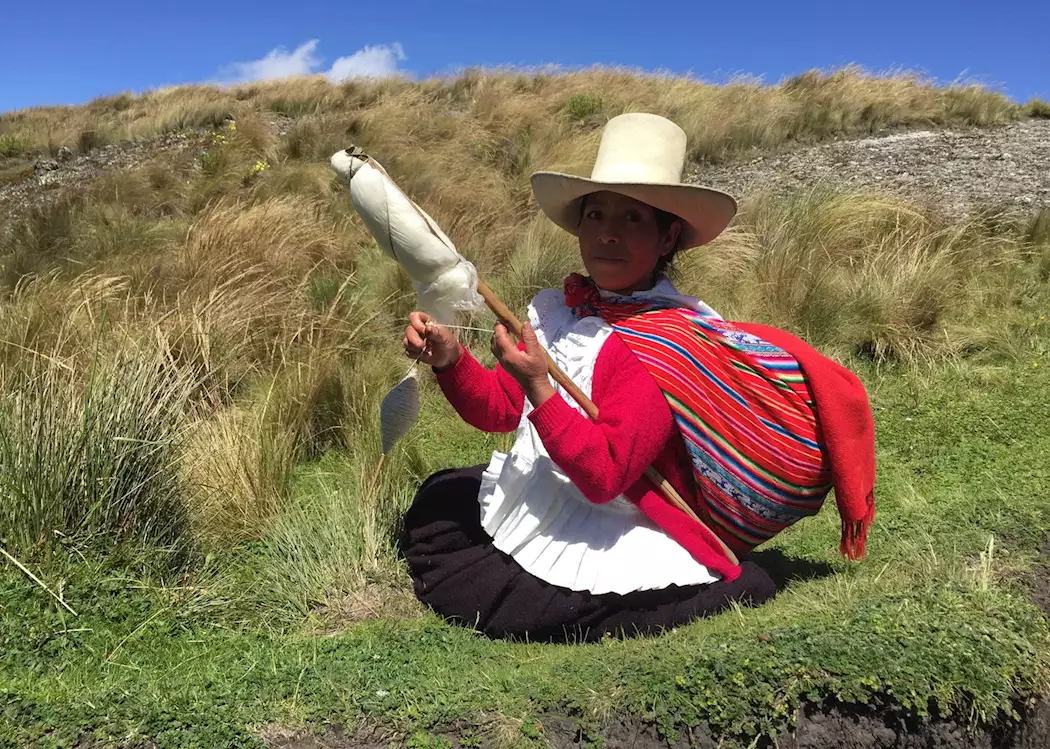 Local lady spinning wool, Cumbemayo, Cajamarca