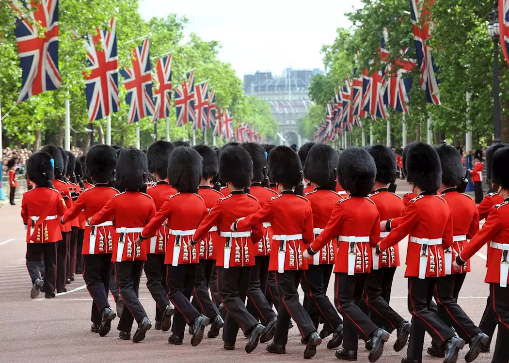 The Queen's Guard marching, London