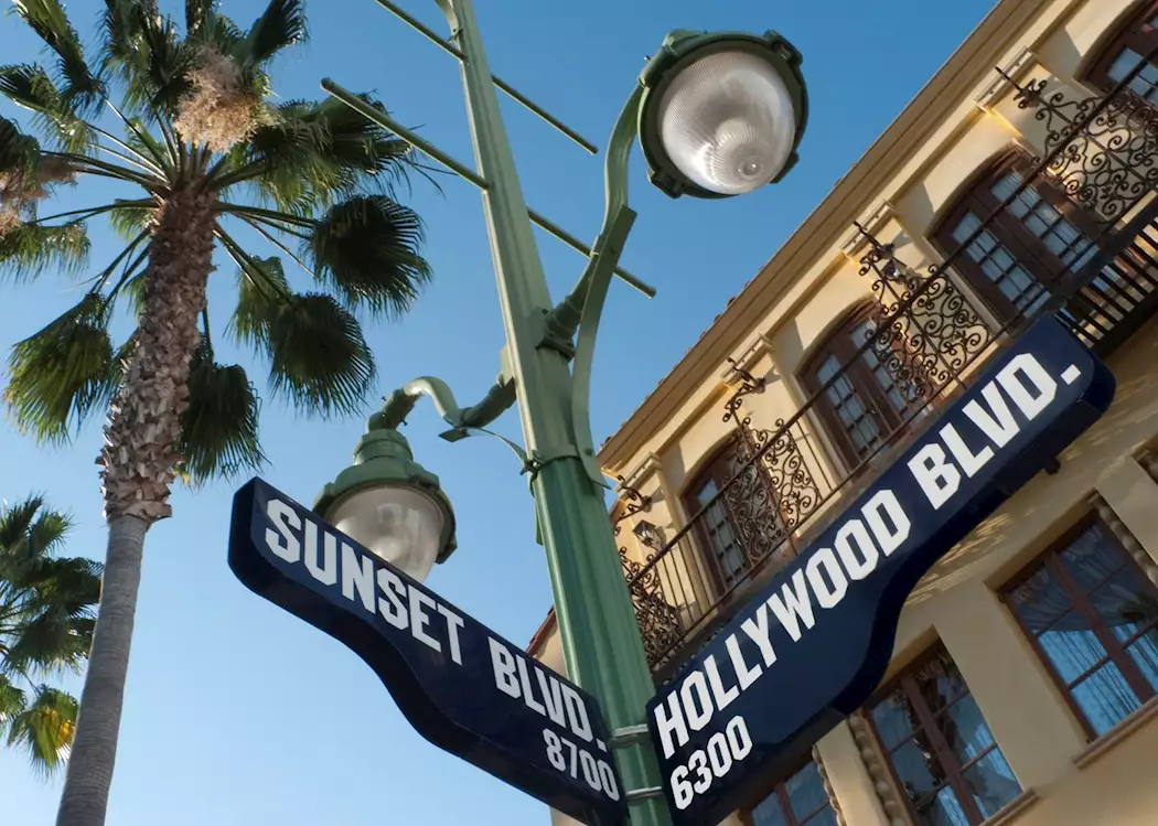 Sunset and Hollywood Boulevard Street Sign