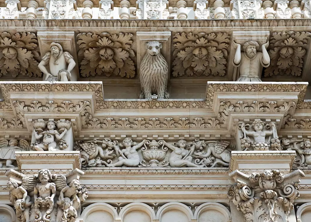 Carvings on the façade of Basilica di Santa Croce, Lecce