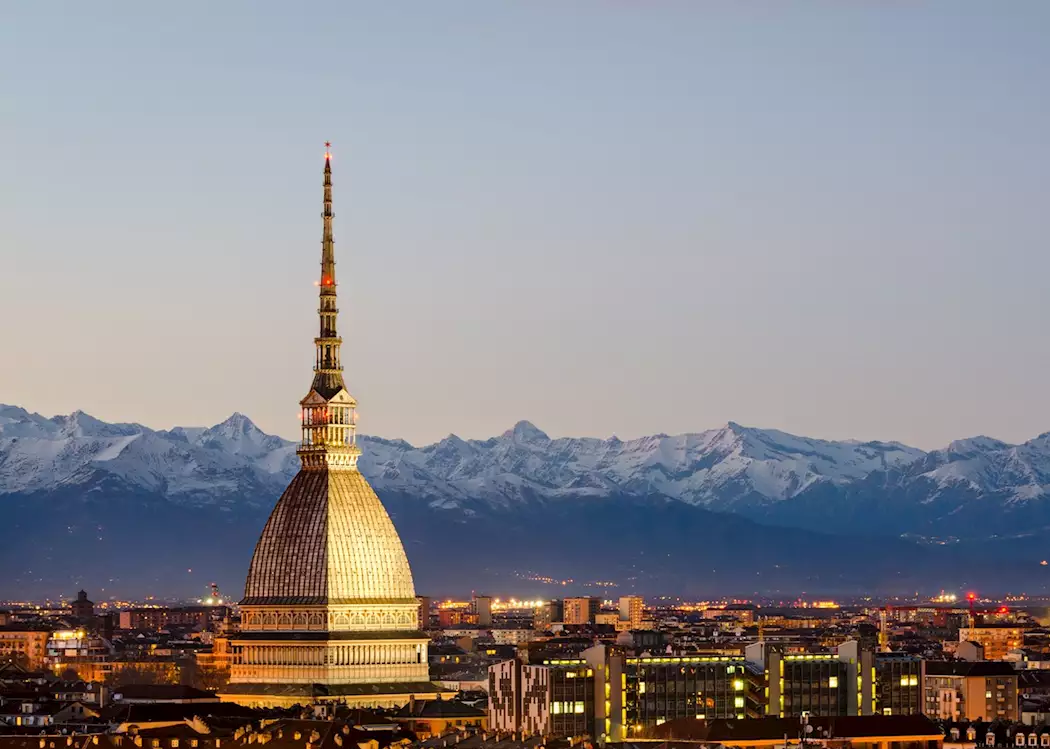 City skyline and the Alps, Turin