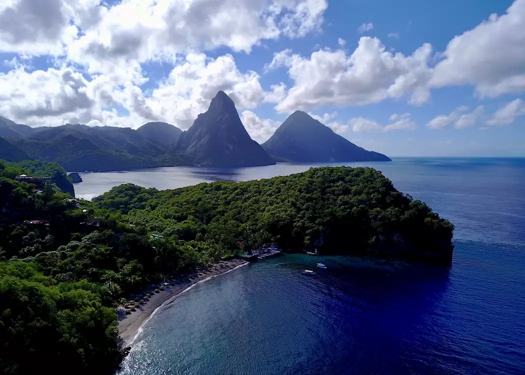 Aerial View of The Pitons