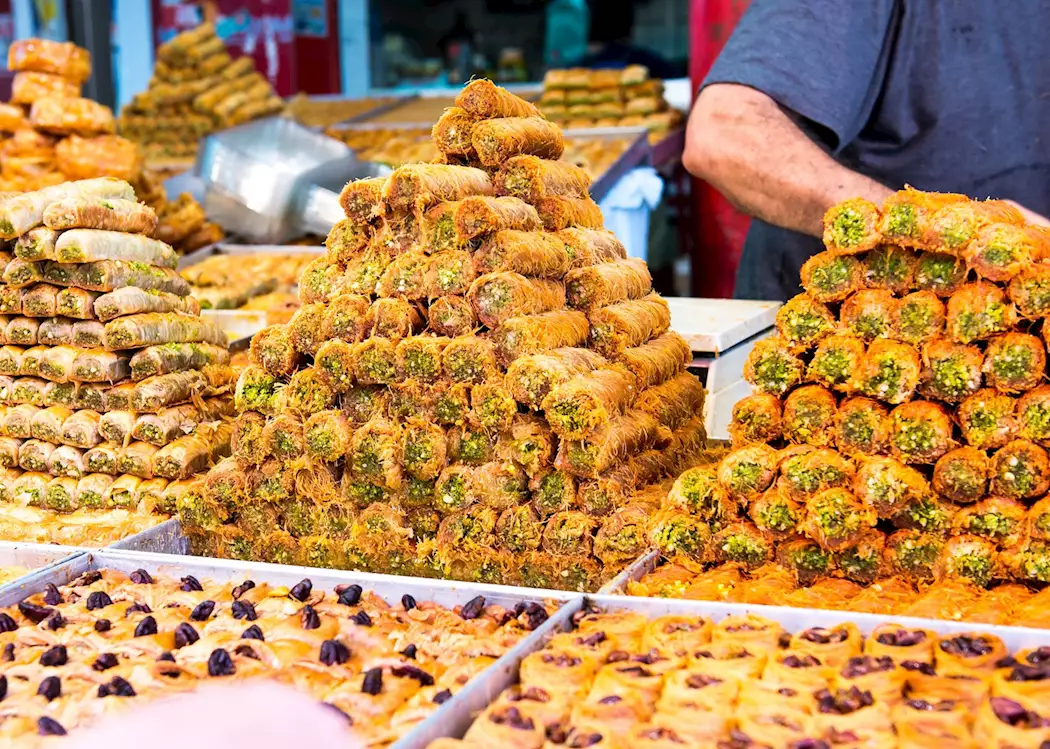Baked sweets at market, Israel