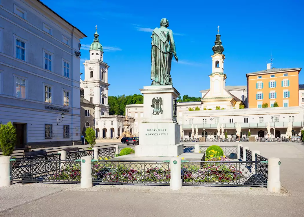Mozart monument in Mozartplatz, Salzburg