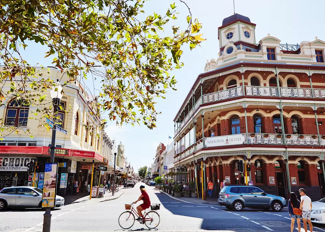 Busy heritage shopping street in Fremantle