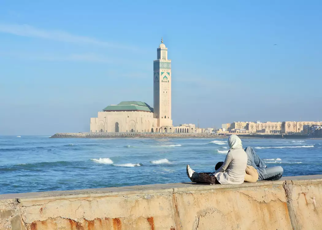 Casablanca seafront with the Hassan II Mosque, Morocco