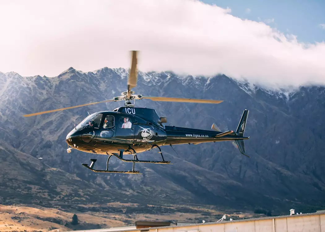 Departing Queenstown Helibase with Over The Top Helicopters