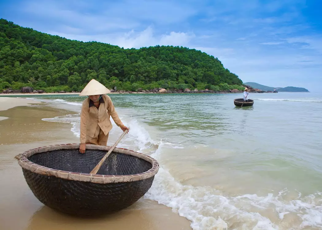 Coracle boats at Lang Co Beach, Central Vietnam