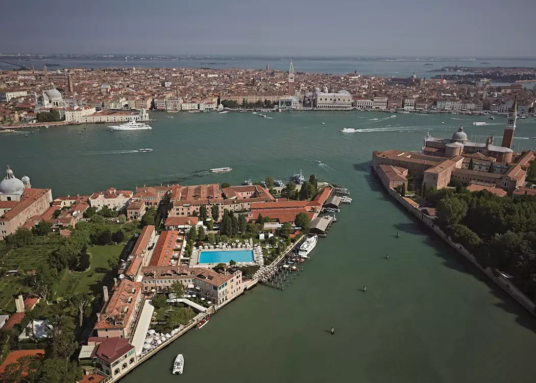 VENICE, ITALY -9 APR 2019- View of the Belmond Hotel Cipriani, a