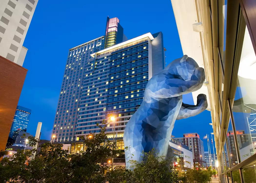 Blue Bear public art in Denver