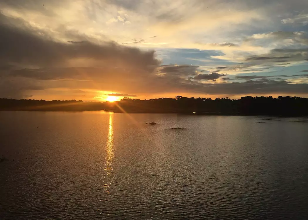 Sunset over Pantanal lagoons