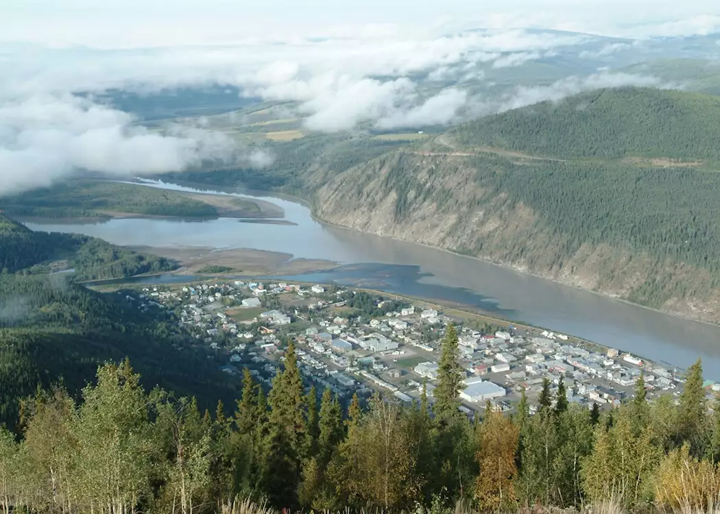 Aerial view of Dawson City