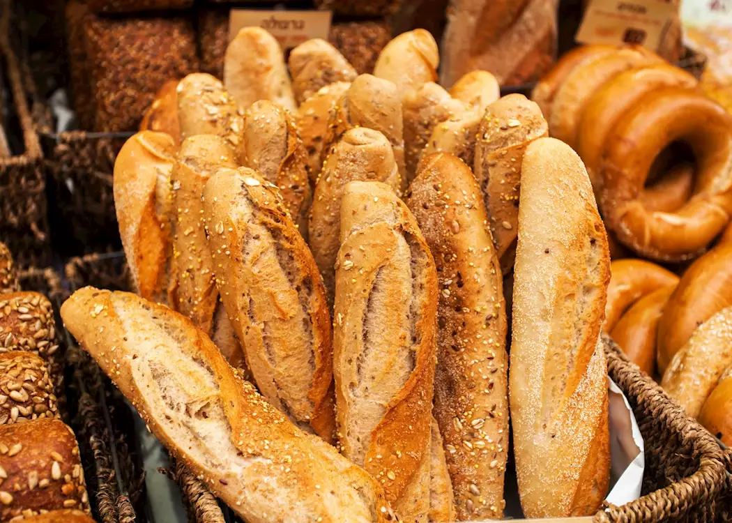 Bread counter at the Mahane Yehuda Market, Jerusalem