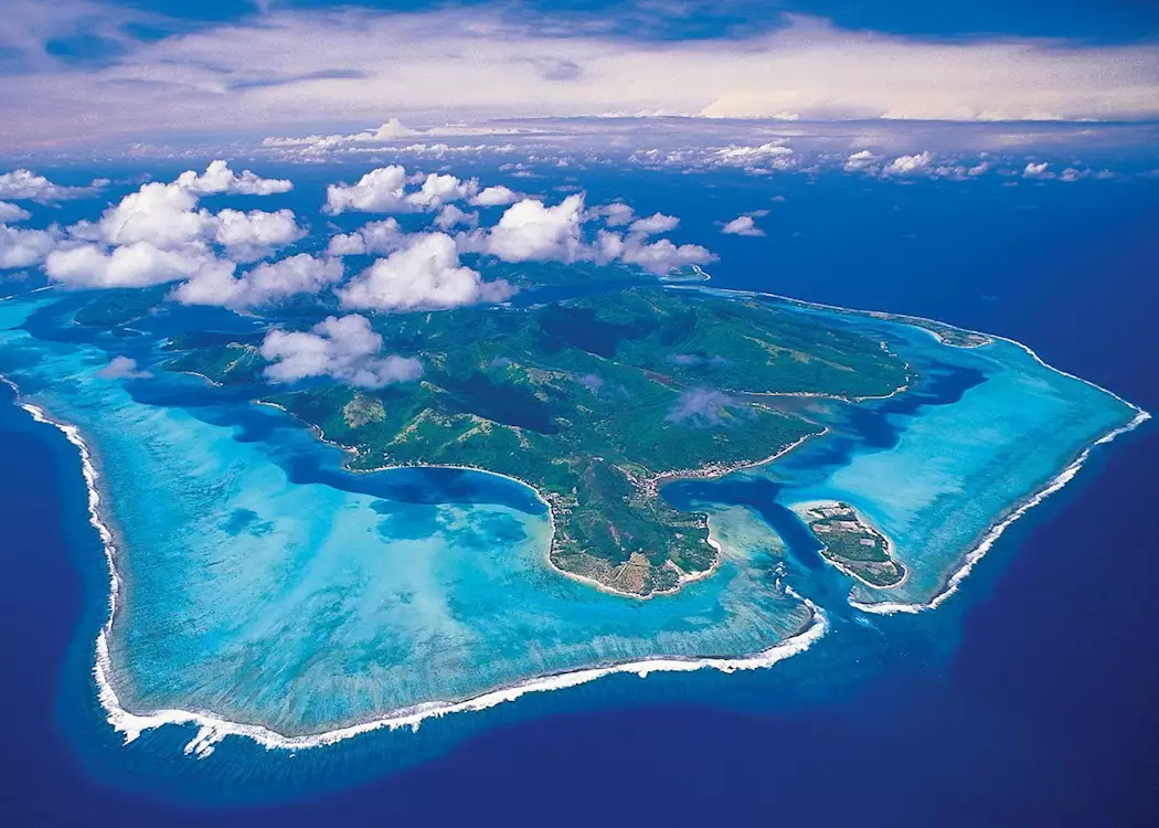 Aerial view of Huahine, French Polynesia