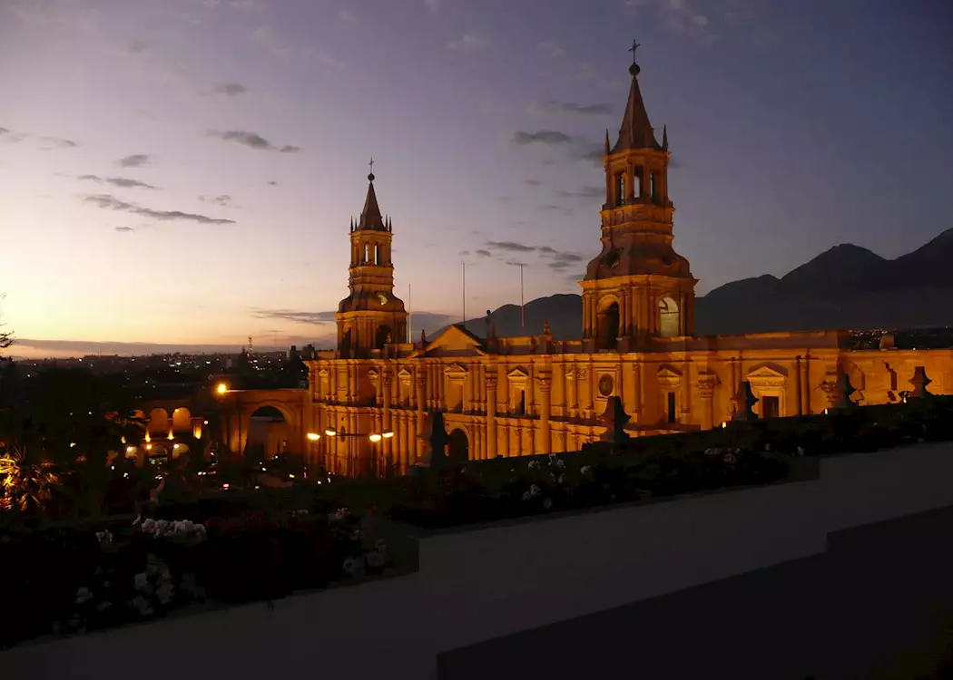 Cathedral of Arequipa at dusk