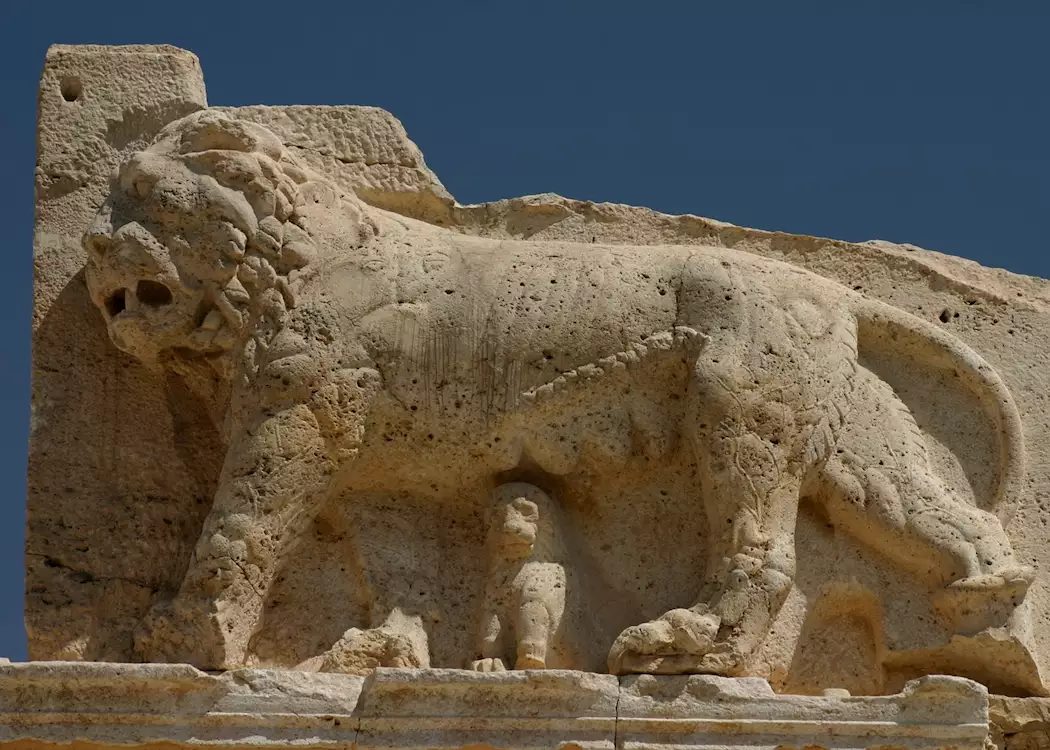 Lion as part of a frieze, Qasr Al Abad, Jordan