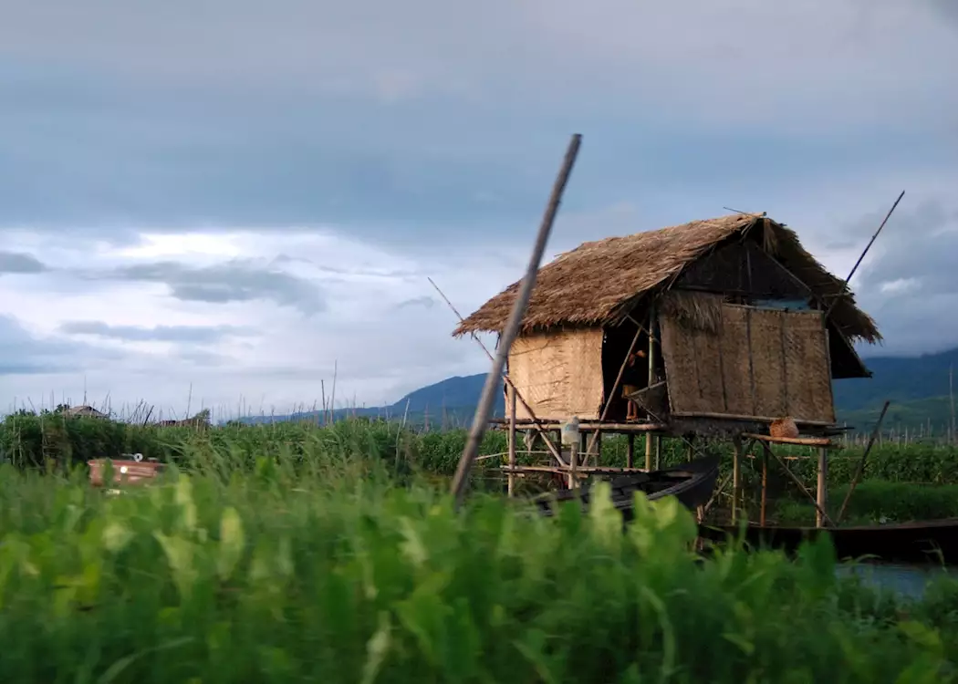 Fisherman and their families choose to live in stilted houses on Inle Lake