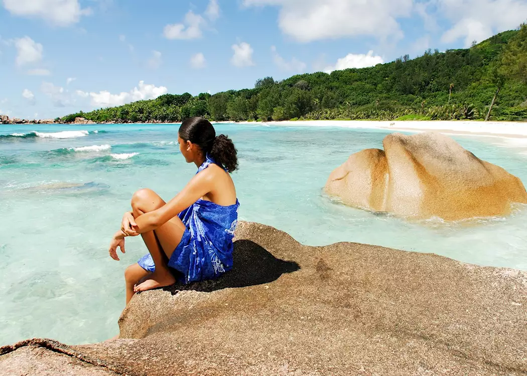 Girl on a Seychellois beach
