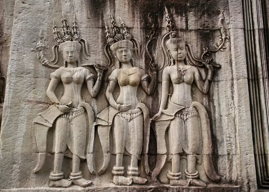 Intricate stone carvings at Angkor