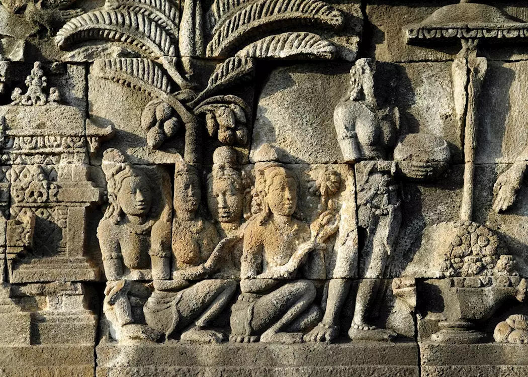 Detailed carving at Borobudur, Yogyakarta