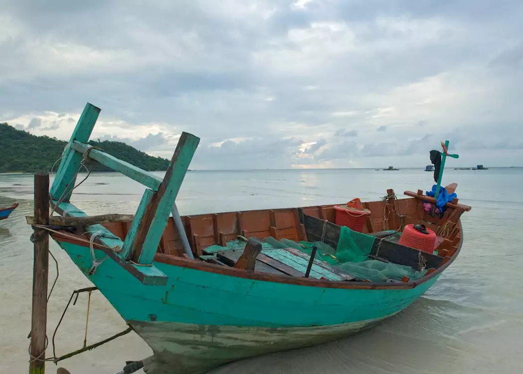 Fishing boat on Ban Sao beach, Phu Quoc Island, Vietnam