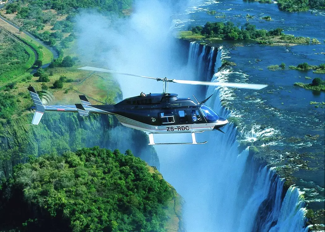 Helicopter flight over the Falls