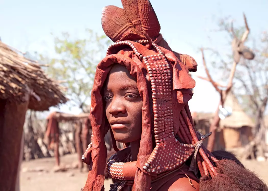 Himba woman in traditional dress, Namibia