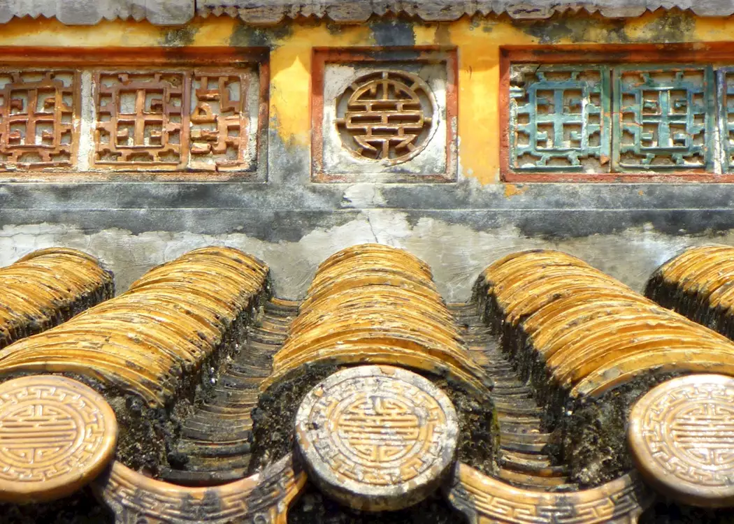 Roof tiles at Minh Mang's tomb, Hue, Vietnam