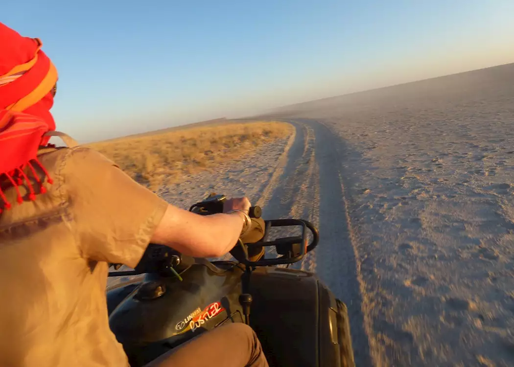 Quad biking in the Makgadikgadi Pans