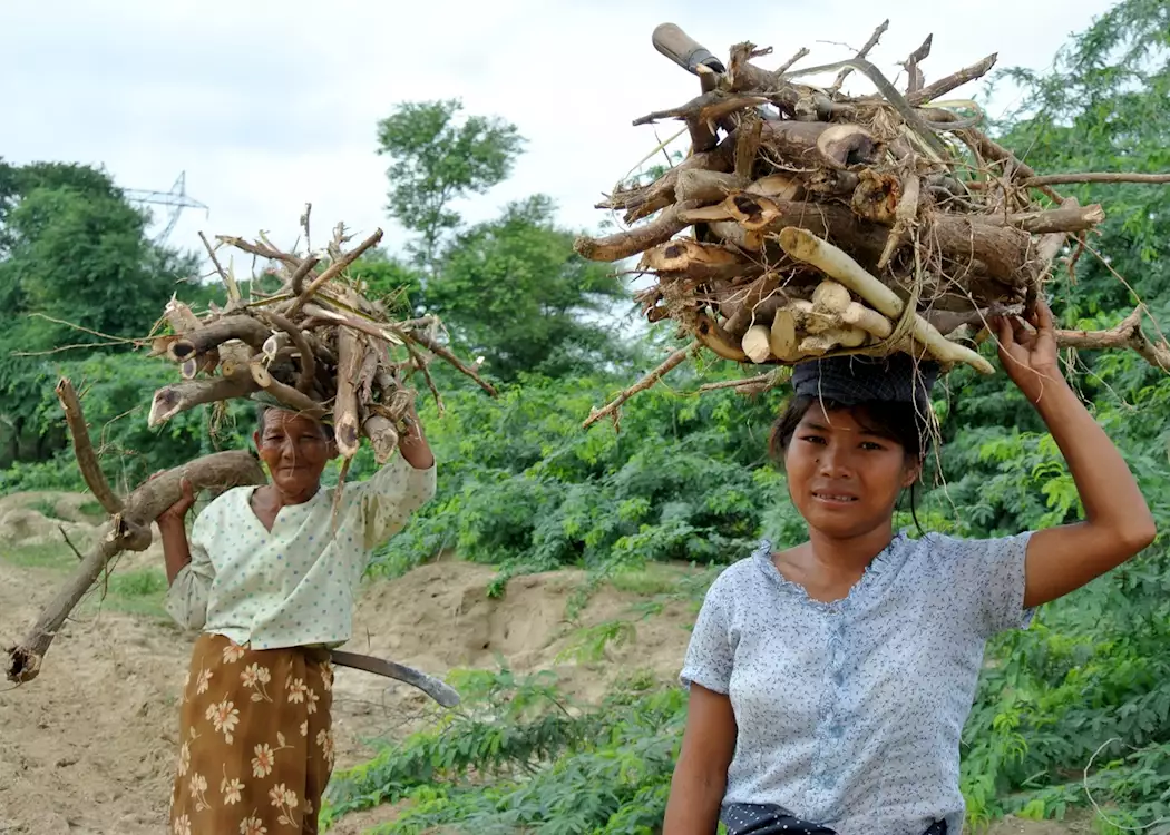 Women collecting sticks, Bagan, Burma (Myanmar)