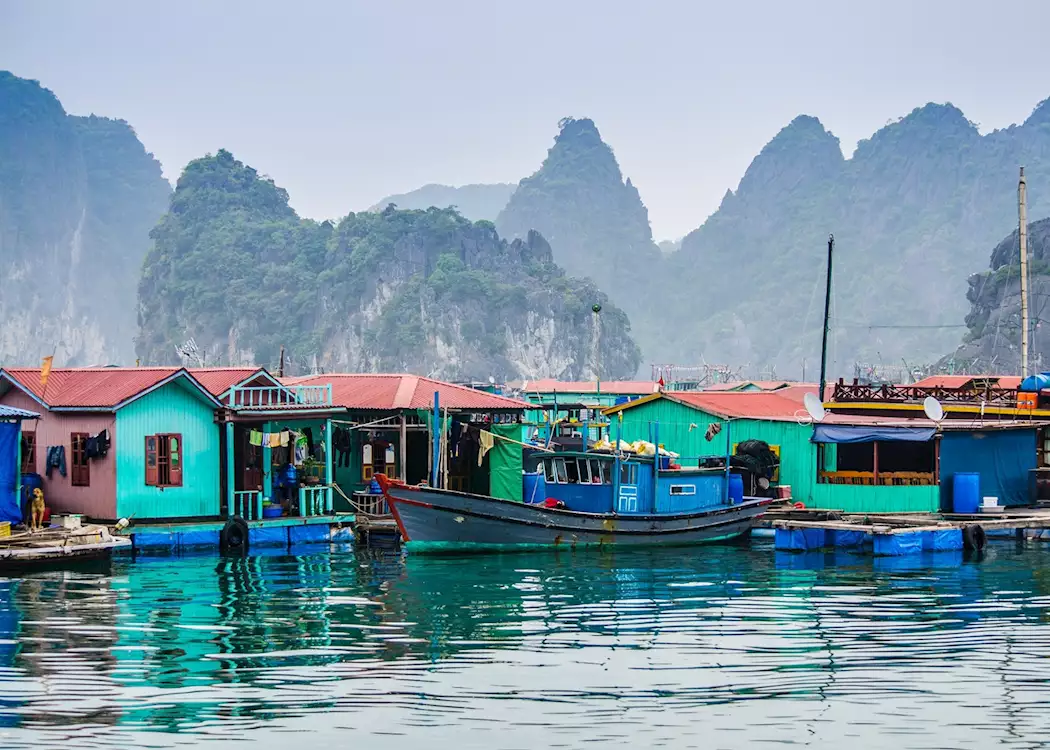 Floating village on Halong Bay, Vietnam