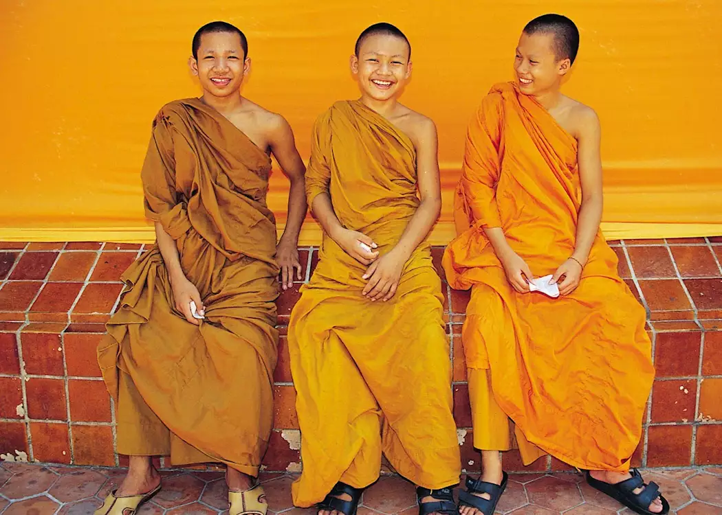 Smiling monks, Bangkok, Thailand