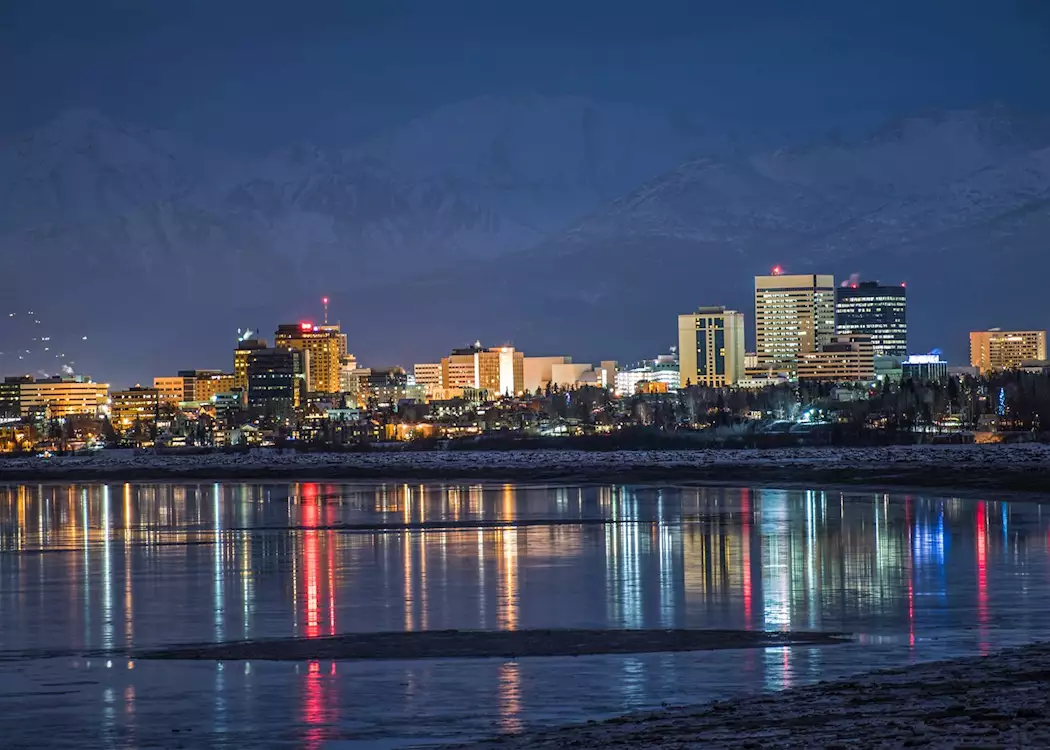 Night skyline of Anchorage, Alaska