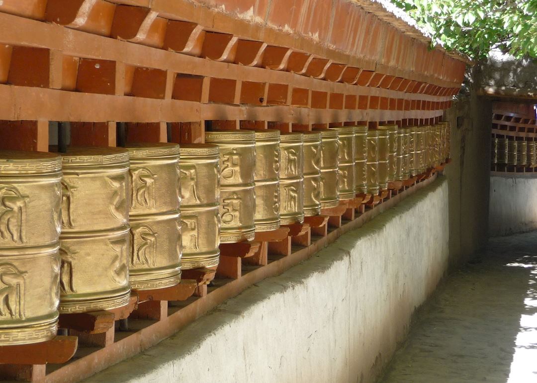 Prayer wheels at Alchi Choskhor