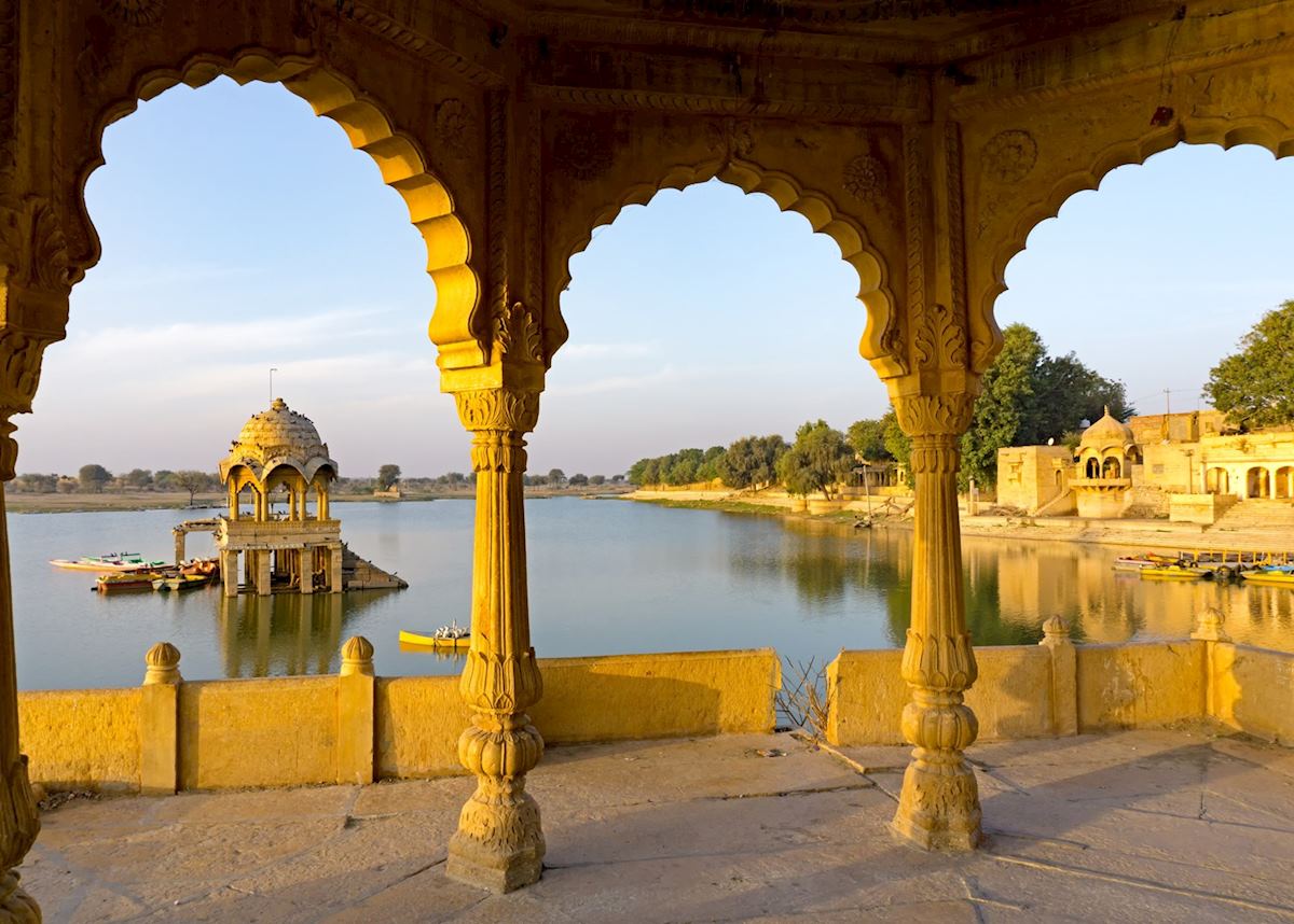 Gadi Sagar Temple in Gadisar Lake, Jaisalmer