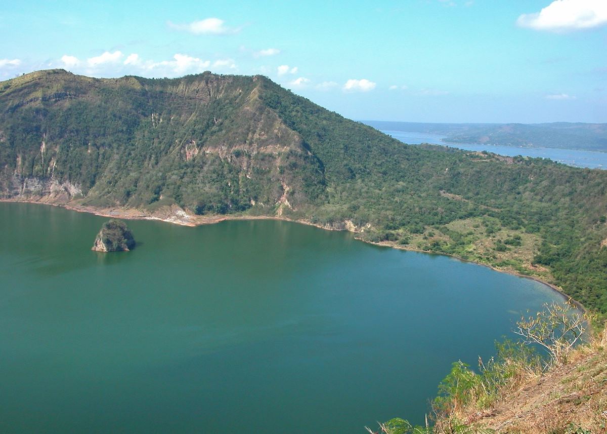 View into Taal Volcano crater and lake, Luzon, Philippines View into Taal Volcano crater and lake, Luzon, Philippines