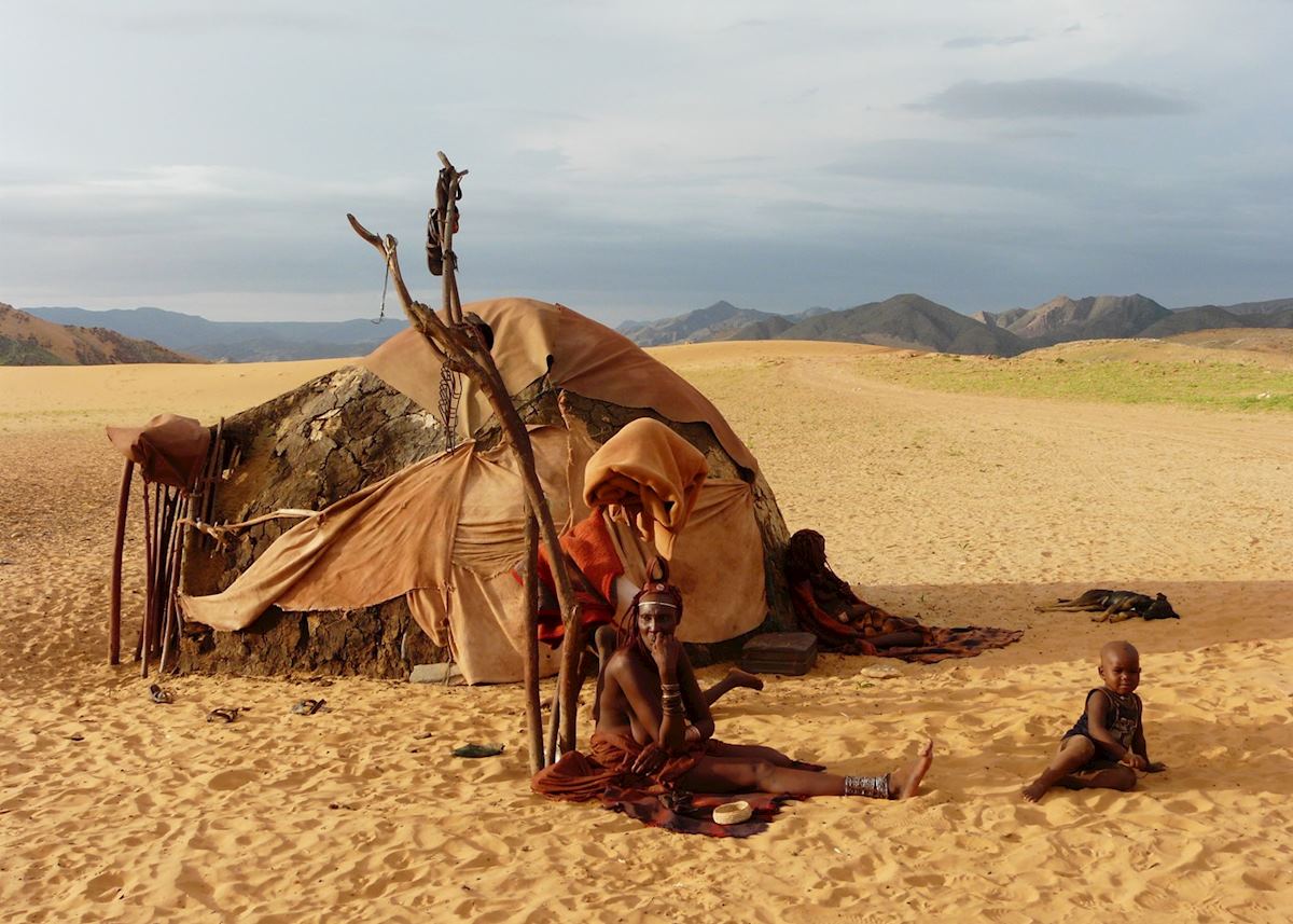 Himba settlement near Serra Cafema, Namibia Himba settlement near Serra Cafema, Namibia