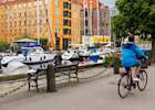 Biker passing Copenhagen canal