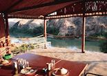 View of the river from the dining room at Kunene Camp, The Skeleton Coast