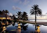 Stars restaurant and pool at sunset, Shanti Maurice, Mauritius