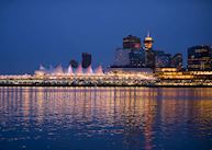 Canada Place and Pan Pacific Hotel from the water at night, Vancouver