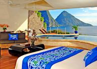 Room interior with ocean views and pool