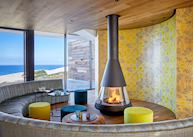 Morukuru Beach Lodge, fireplace in restaurant 